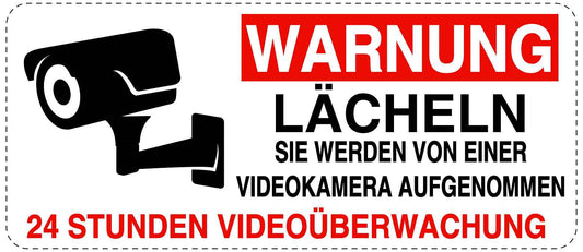 Betreten verboten - Video überwacht "Warnung Lächeln Sie werden von einer Videokamera aufgenommen" 10-40 cm LO-RESTRICT-1300