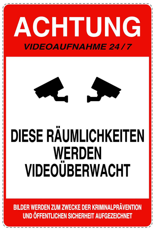 Betreten verboten - Video überwacht "Achtung Videoaufnahme 24/7" 10-40 cm LO-RESTRICT-2010