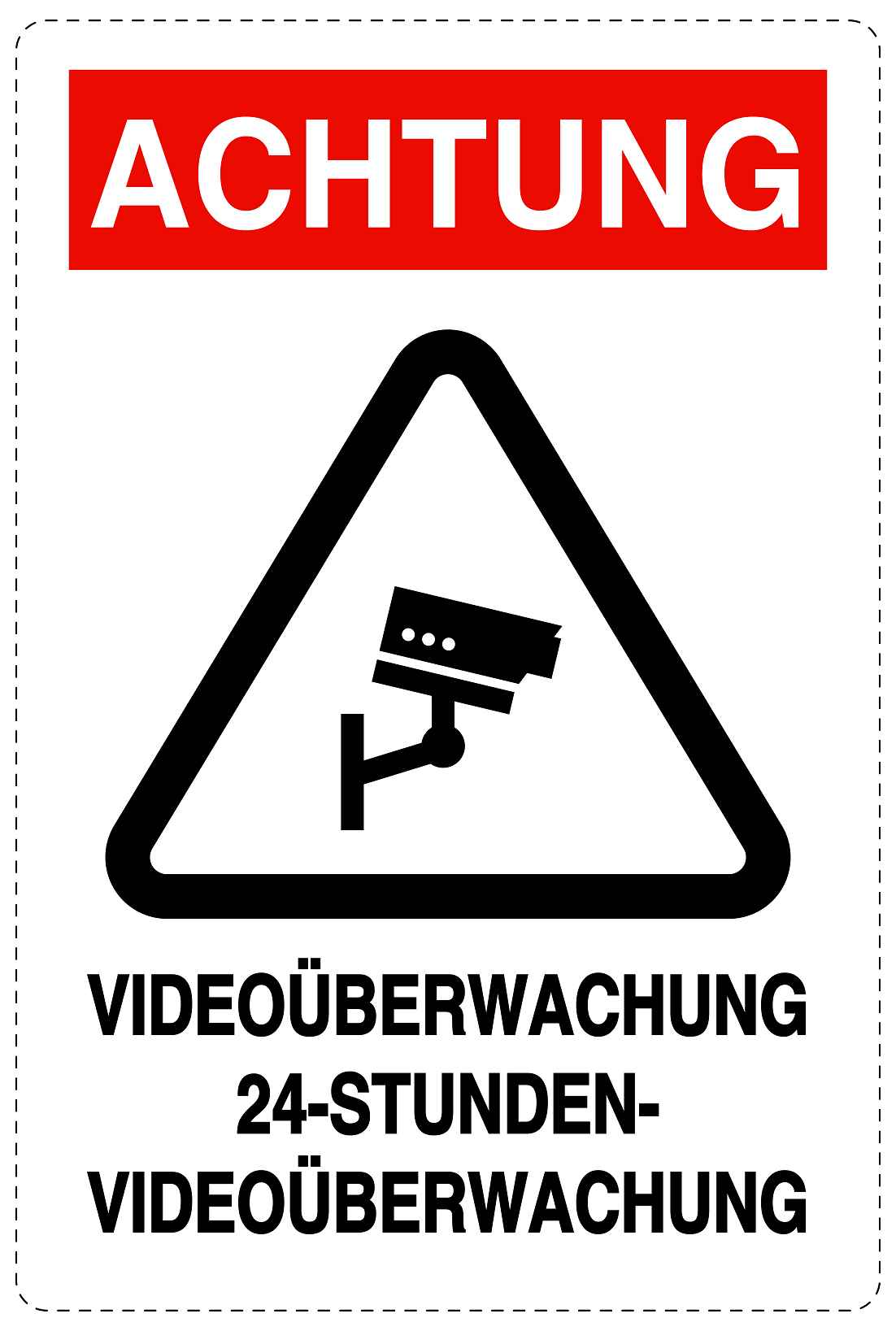 Betreten verboten - Video überwacht "Achtung Videoüberwachung 24-Stunden-Videoüberwachung" 10-40 cm LO-RESTRICT-2030