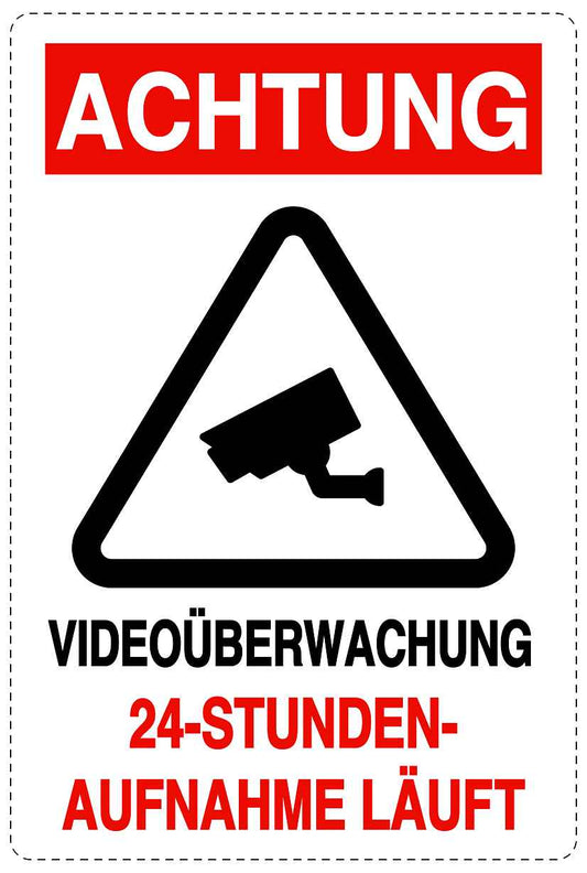 Betreten verboten - Video überwacht "Achtung Videoüberwachung 24-Stunden-Aufnahme läuft" 10-40 cm LO-RESTRICT-2080
