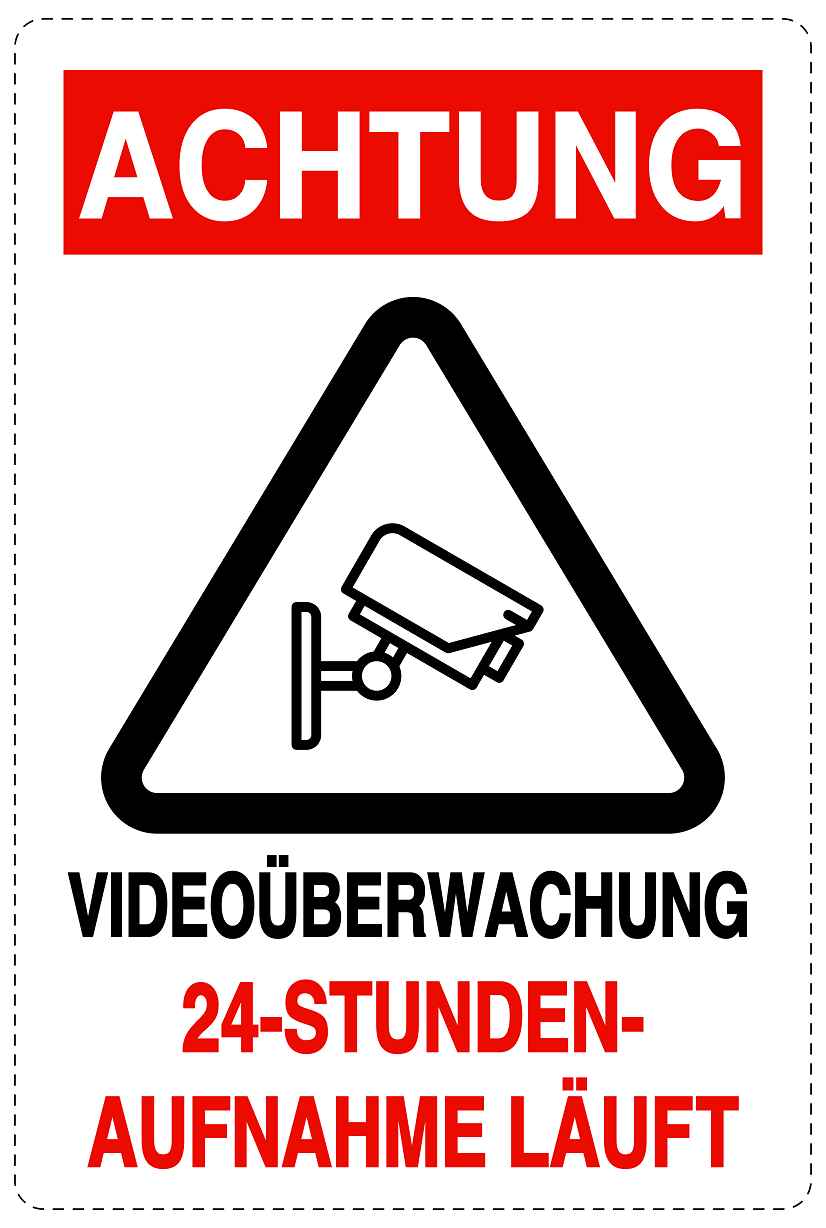 Betreten verboten - Video überwacht "Achtung Videoüberwachung 24-Stunden-Aufnahme läuft" 10-40 cm LO-RESTRICT-2090