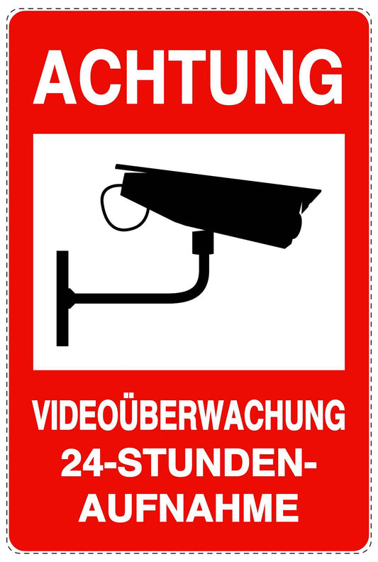 Betreten verboten - Video überwacht "Achtung Videoüberwachung 24-Stunden-Aufnahme" 10-40 cm LO-RESTRICT-2320
