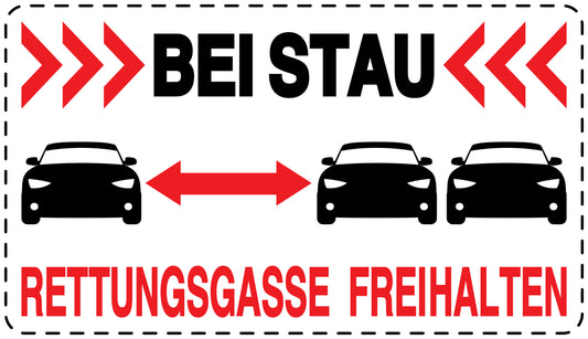 Rettungsgasse Aufkleber "Bei Stau Rettungsgasse freihalten" LO-RETTUNGSGASSE-10000-0