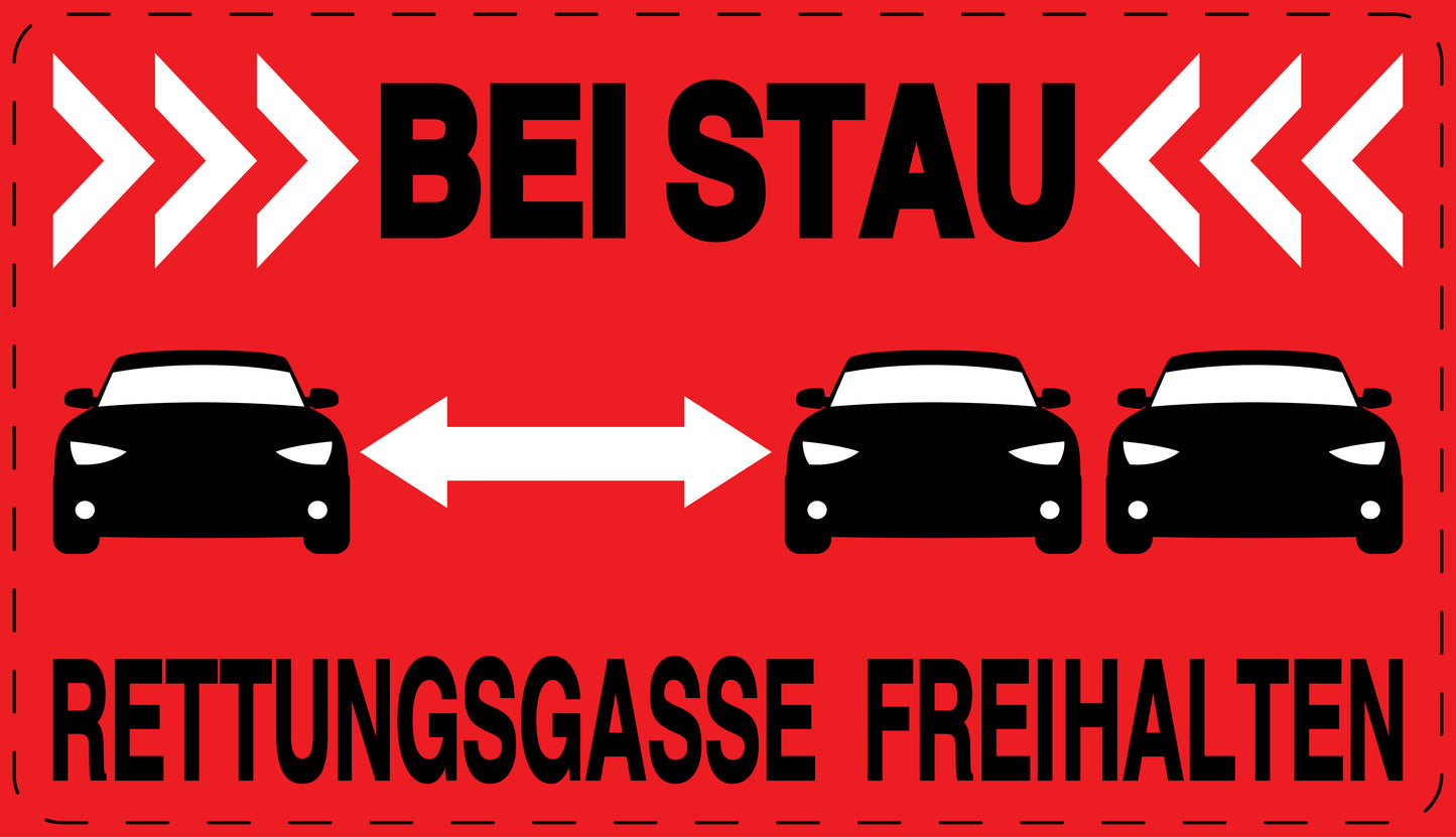 Rettungsgasse Aufkleber "Bei Stau Rettungsgasse freihalten" LO-RETTUNGSGASSE-10000-14