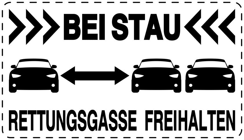 Rettungsgasse Aufkleber "Bei Stau Rettungsgasse freihalten" LO-RETTUNGSGASSE-10000-88