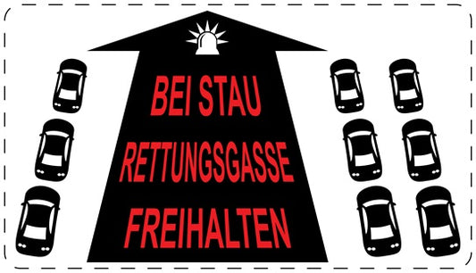 Rettungsgasse Aufkleber "Bei Stau Rettungsgasse freihalten" LO-RETTUNGSGASSE-10100-0