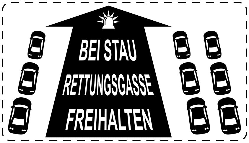 Rettungsgasse Aufkleber "Bei Stau Rettungsgasse freihalten" LO-RETTUNGSGASSE-10100-88