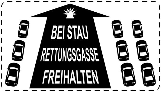 Rettungsgasse Aufkleber "Bei Stau Rettungsgasse freihalten" LO-RETTUNGSGASSE-10100-88