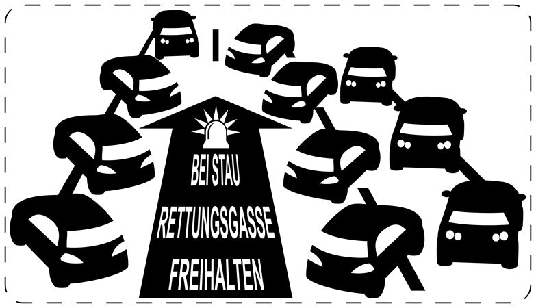 Rettungsgasse Aufkleber "Bei Stau Rettungsgasse freihalten" LO-RETTUNGSGASSE-10200-88