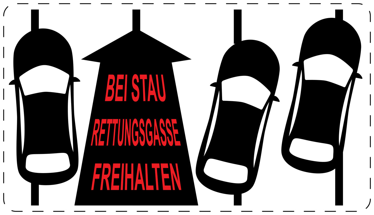 Rettungsgasse Aufkleber "Bei Stau Rettungsgasse freihalten" LO-RETTUNGSGASSE-10400-0