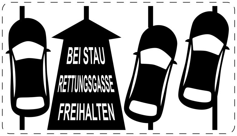 Rettungsgasse Aufkleber "Bei Stau Rettungsgasse freihalten" LO-RETTUNGSGASSE-10400-88