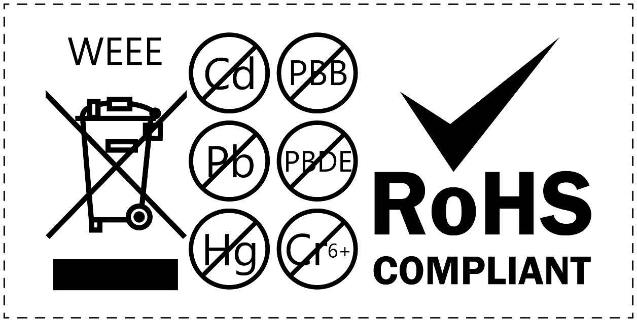 100x Elektrogeräte-Kennzeichen Rohs 10-200 mm LO-ROHS-21300-0