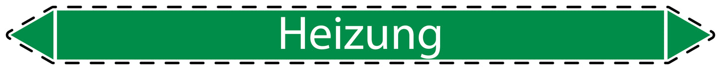 10x Rohrleitungskennzeichnung "Heizung" Wasser LO-Rohrleitung-10400