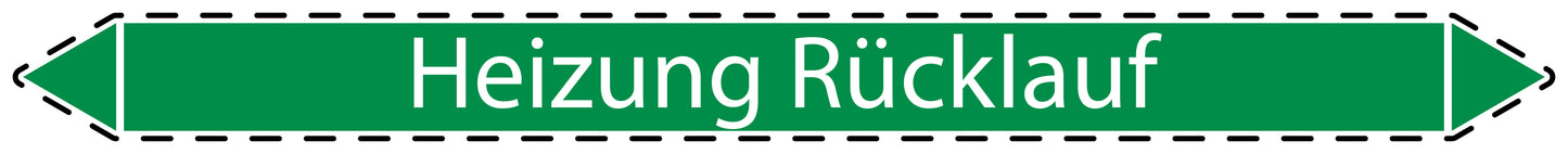 10x Rohrleitungskennzeichnung "Heizung Rücklauf" Wasser LO-Rohrleitung-10500