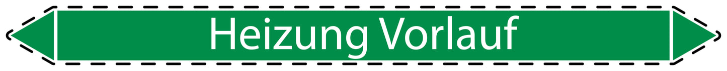 10x Rohrleitungskennzeichnung "Heizung Vorlauf" Wasser LO-Rohrleitung-10600
