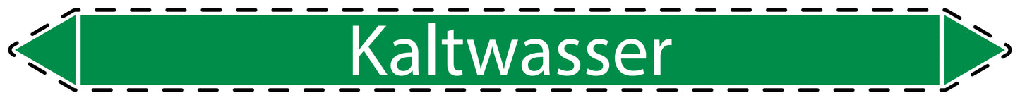 10x Rohrleitungskennzeichnung "Kaltwasser" Wasser LO-Rohrleitung-10700