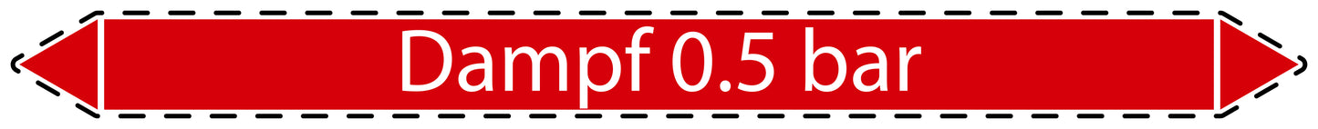 10x Rohrleitungskennzeichnung "Dampf 0.5 bar" Dampf LO-Rohrleitung-20500