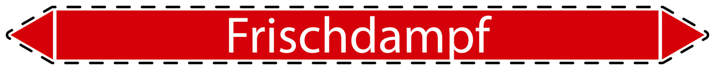 10x Rohrleitungskennzeichnung "Frischdampf" Dampf LO-Rohrleitung-21300