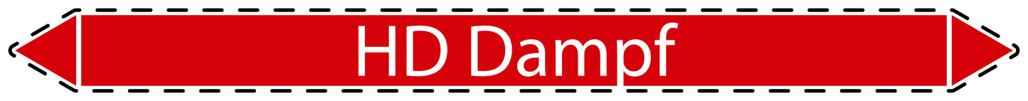 10x Rohrleitungskennzeichnung "HD Dampf" Dampf LO-Rohrleitung-21400