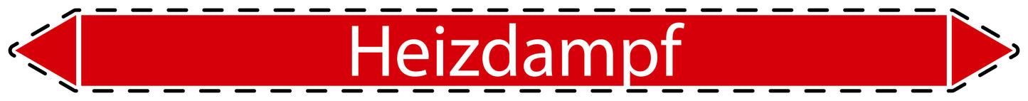 10x Rohrleitungskennzeichnung "Heizdampf" Dampf LO-Rohrleitung-21900