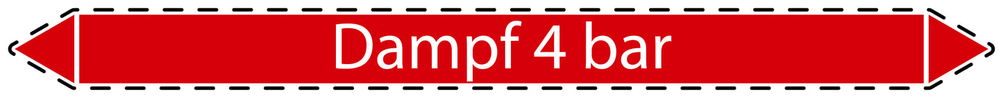 10x Rohrleitungskennzeichnung "Dampf 4 bar" Dampf LO-Rohrleitung-22300
