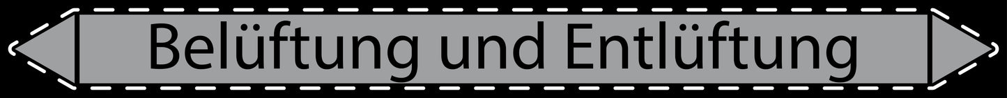 10x Rohrleitungskennzeichnung "Belüftung und Entlüftung" Luft LO-Rohrleitung-30800
