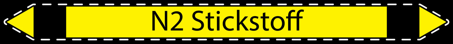 10x Rohrleitungskennzeichnung "N2 Stickstoff" Nicht brennbare Gase LO-Rohrleitung-51500