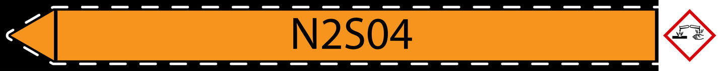 10x Rohrleitungskennzeichnung "N2S04" Säuren LO-Rohrleitung-62000