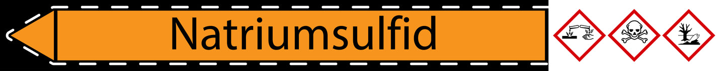 10x Rohrleitungskennzeichnung "Natriumsulfit" Säuren LO-Rohrleitung-62900