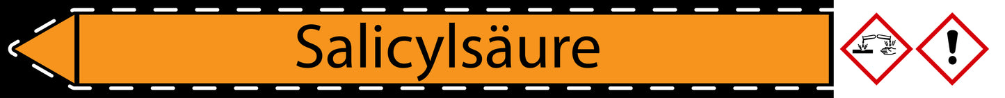 10x Rohrleitungskennzeichnung "Salicylsäure" Säuren LO-Rohrleitung-64000
