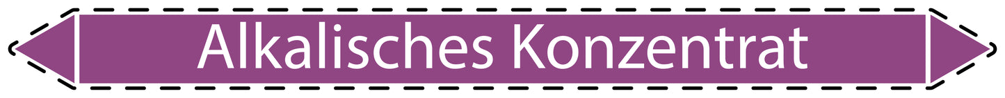 10x Rohrleitungskennzeichnung "Alkalisches Konzentrat" Laugen LO-Rohrleitung-70400
