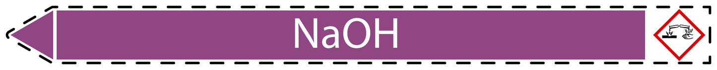 10x Rohrleitungskennzeichnung "NaOH" Laugen LO-Rohrleitung-73100