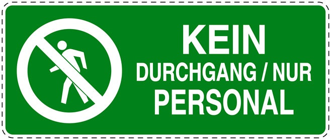 Zutritt verboten Aufkleber "Kein Durchgang/ Nur Personal" LO-SI5010-67
