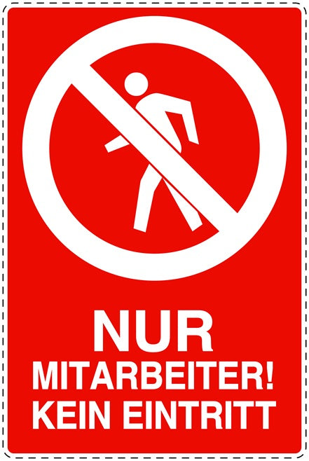 Zutritt verboten Aufkleber "Nur Mitarbeiter! Kein Eintritt" LO-SI6010-14