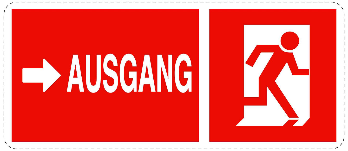 Ausgang Notausgang Aufkleber "Ausgang rechts" 10-60 cm LO-SIE-1020-14