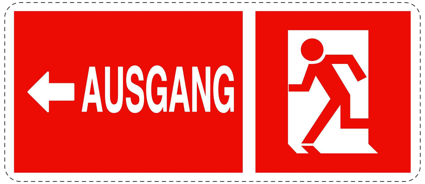 Ausgang Notausgang Aufkleber "Ausgang links" 10-60 cm LO-SIE-1030-14