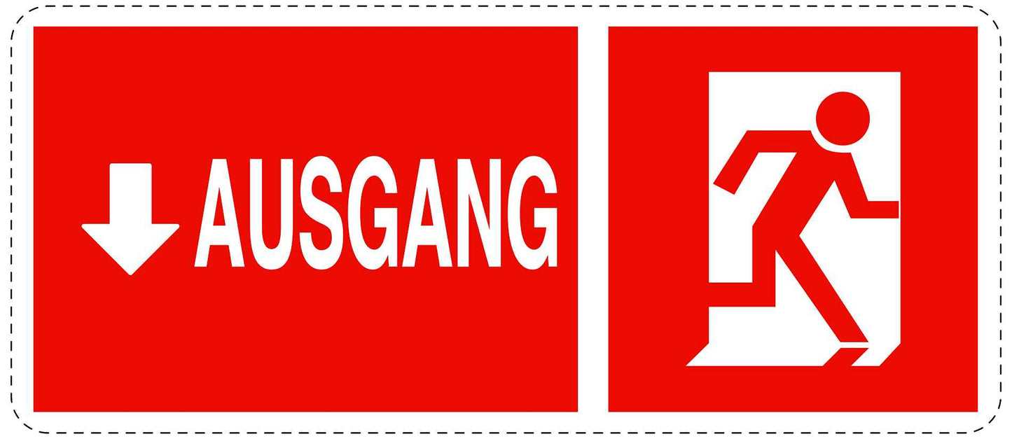 Ausgang Notausgang Aufkleber "Ausgang unten" 10-60 cm LO-SIE-1050-14