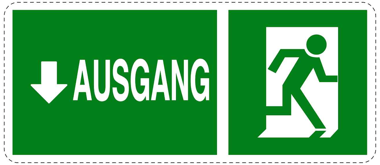 Ausgang Notausgang Aufkleber "Ausgang unten" 10-60 cm LO-SIE-1050-54