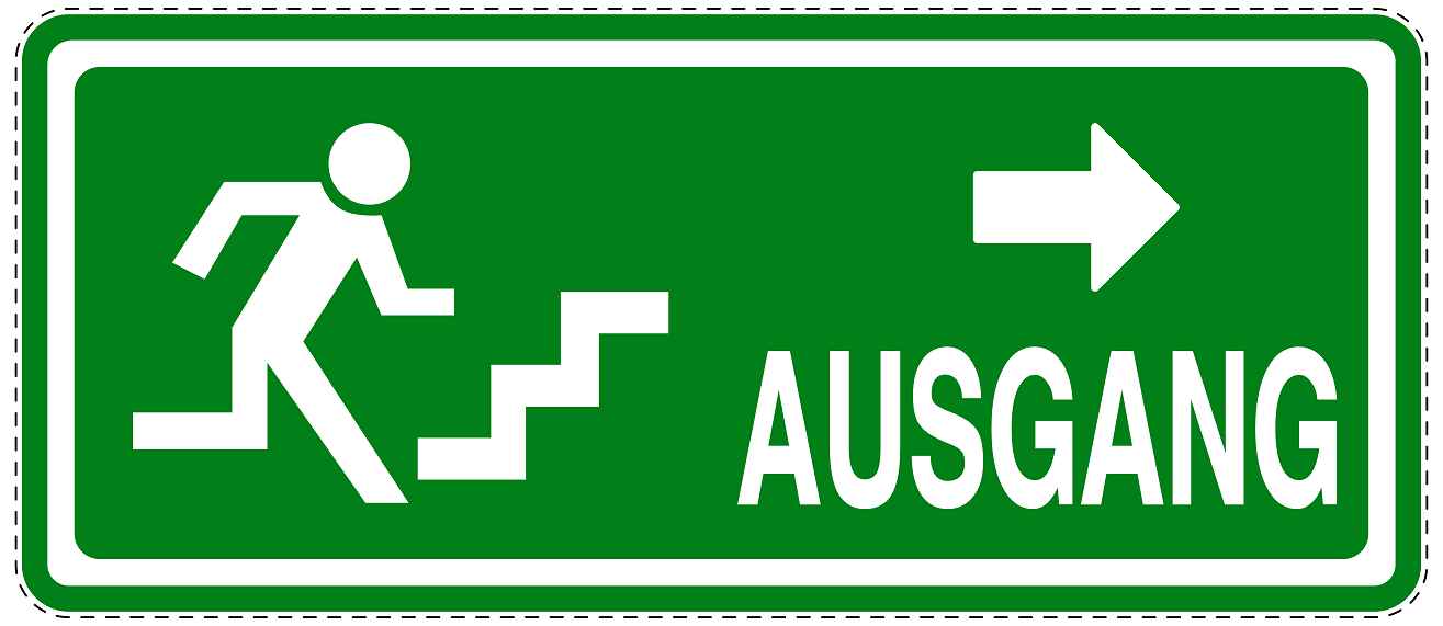 Ausgang Notausgang Aufkleber "Ausgang rechts - Vorsicht Stufen" 10-60 cm LO-SIE-1070-54