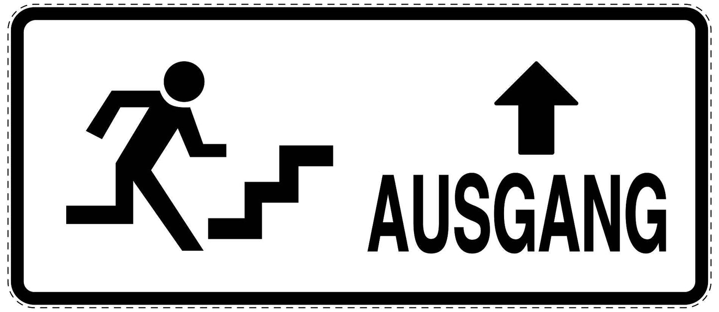 Ausgang Notausgang Aufkleber "Ausgang oben- Vorsicht Stufen" 10-60 cm LO-SIE-1080-0