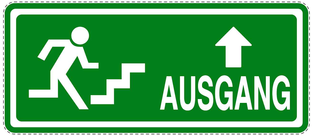 Ausgang Notausgang Aufkleber "Ausgang oben - Vorsicht Stufen" 10-60 cm LO-SIE-1080-54