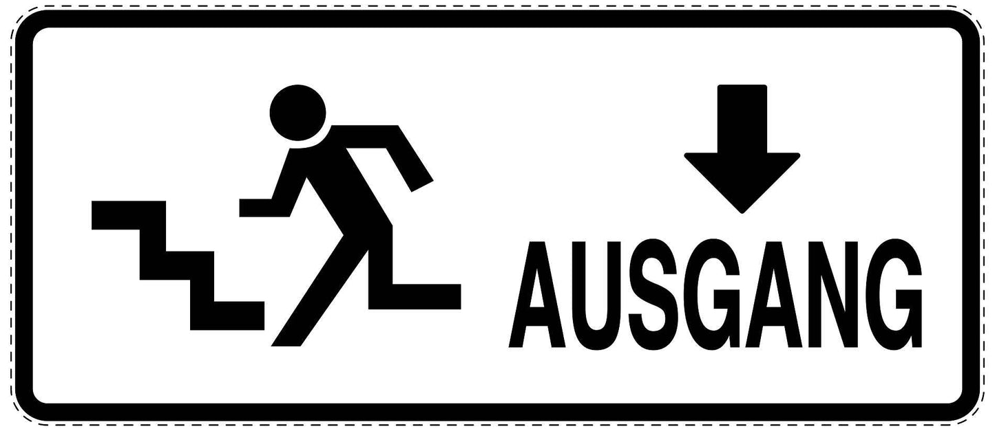 Ausgang Notausgang Aufkleber "Ausgang unten - Vorsicht Stufen" 10-60 cm LO-SIE-1090-0