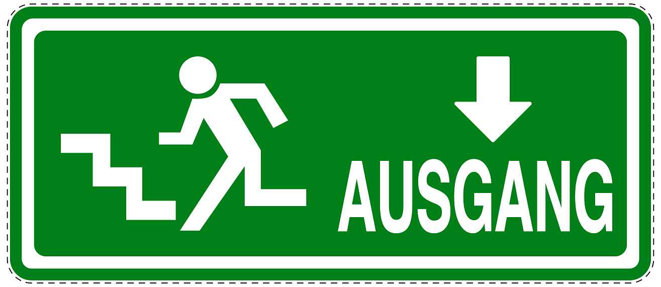 Ausgang Notausgang Aufkleber "Ausgang unten - Vorsicht Stufen" 10-60 cm LO-SIE-1090-54