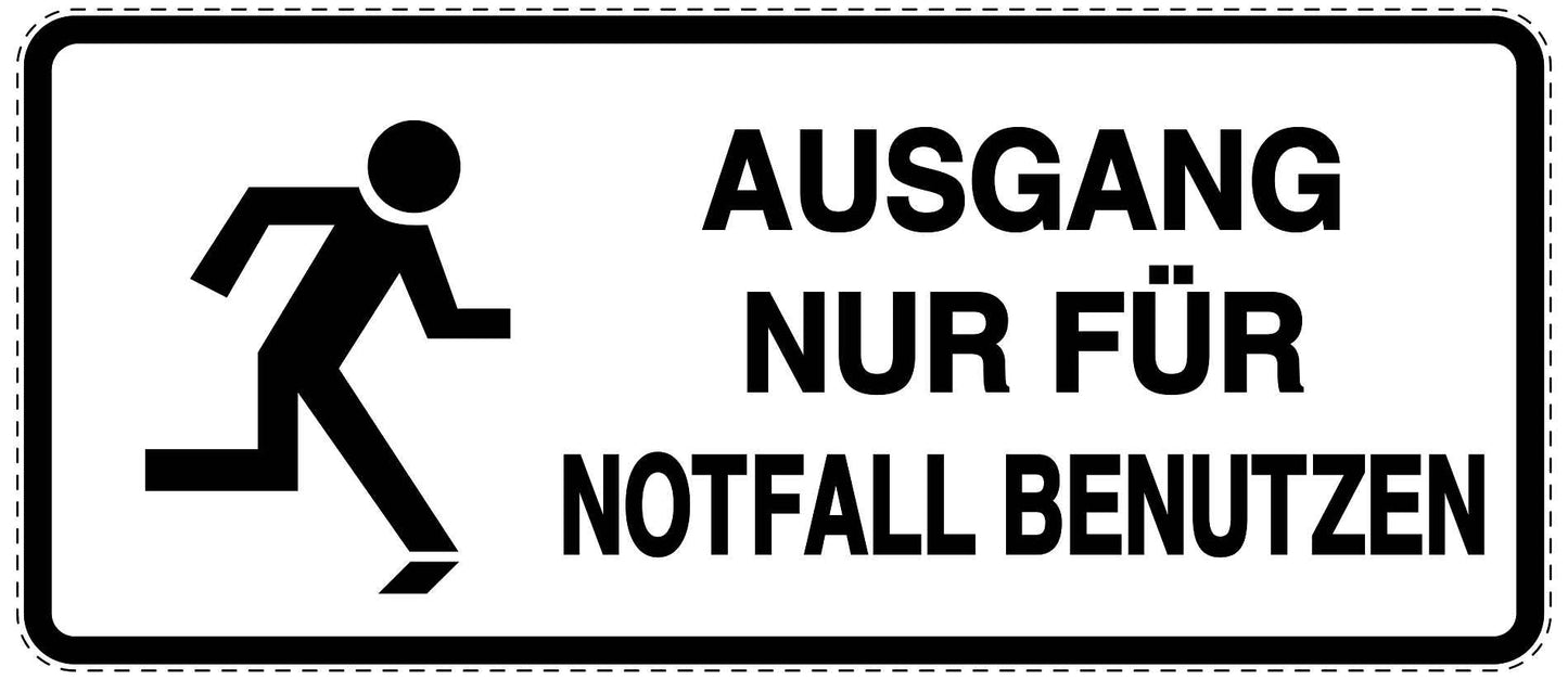 Ausgang Notausgang Aufkleber "Ausgang nur für Notfall benutzen" 10-60 cm LO-SIE-1100-0