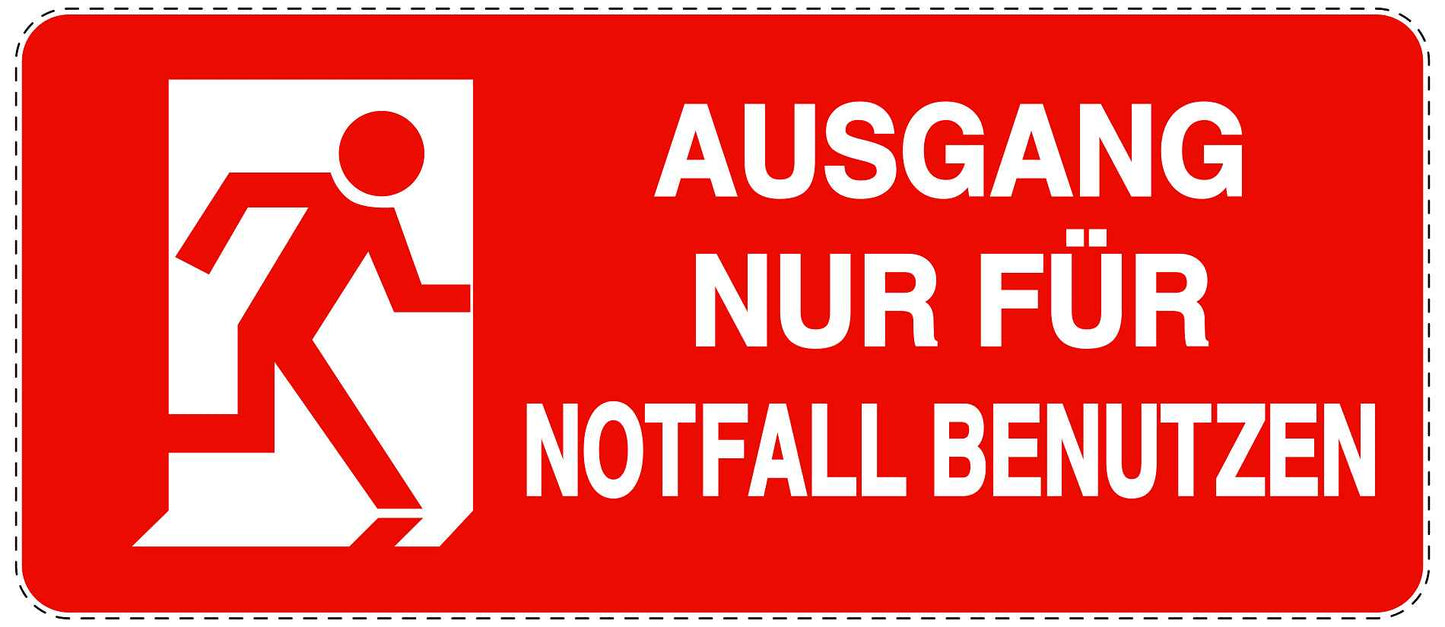 Ausgang Notausgang Aufkleber "Ausgang nur für Notfall benutzen" 10-60 cm LO-SIE-1100-14
