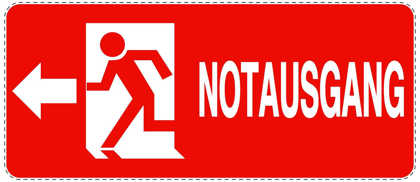 Ausgang Notausgang Aufkleber "Notausgang links" 10-60 cm LO-SIE-1110-14