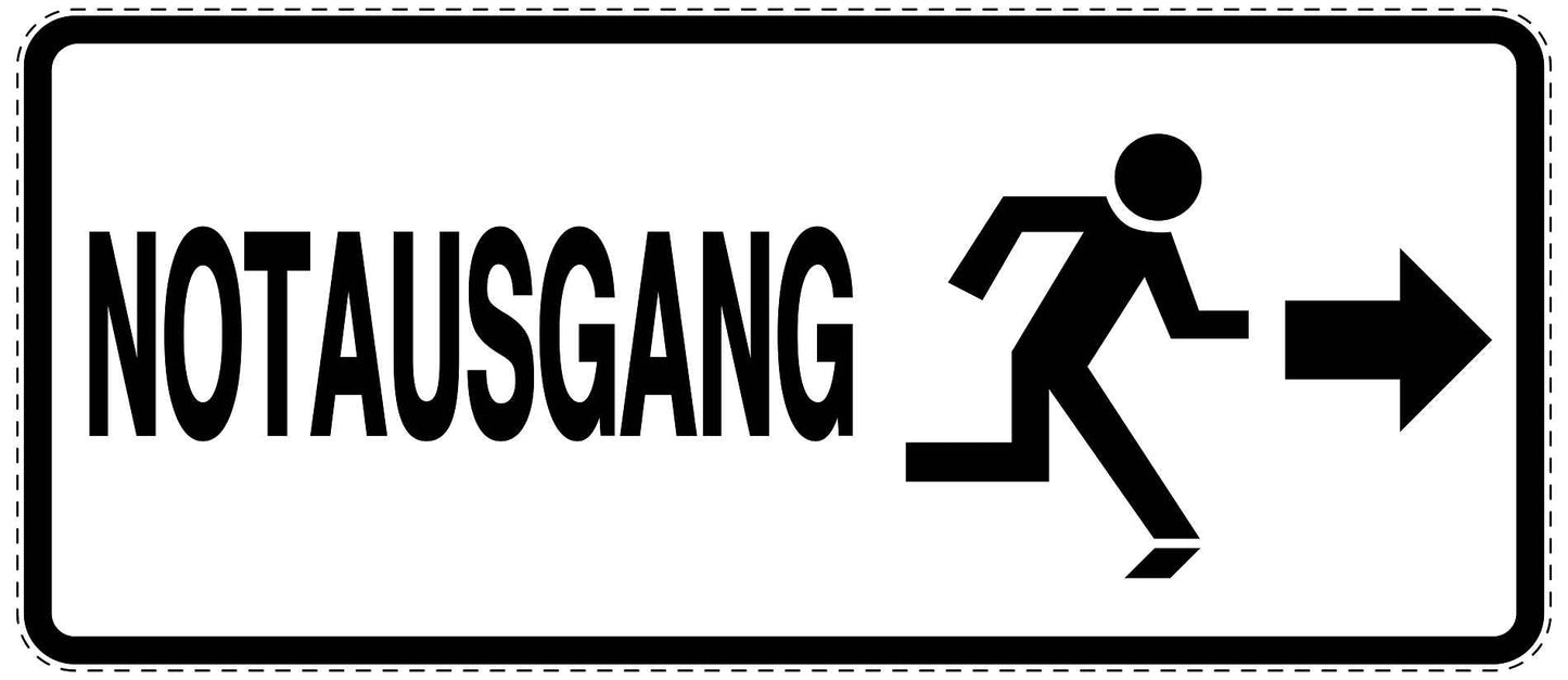 Ausgang Notausgang Aufkleber "Notausgang rechts" 10-60 cm LO-SIE-1120-0