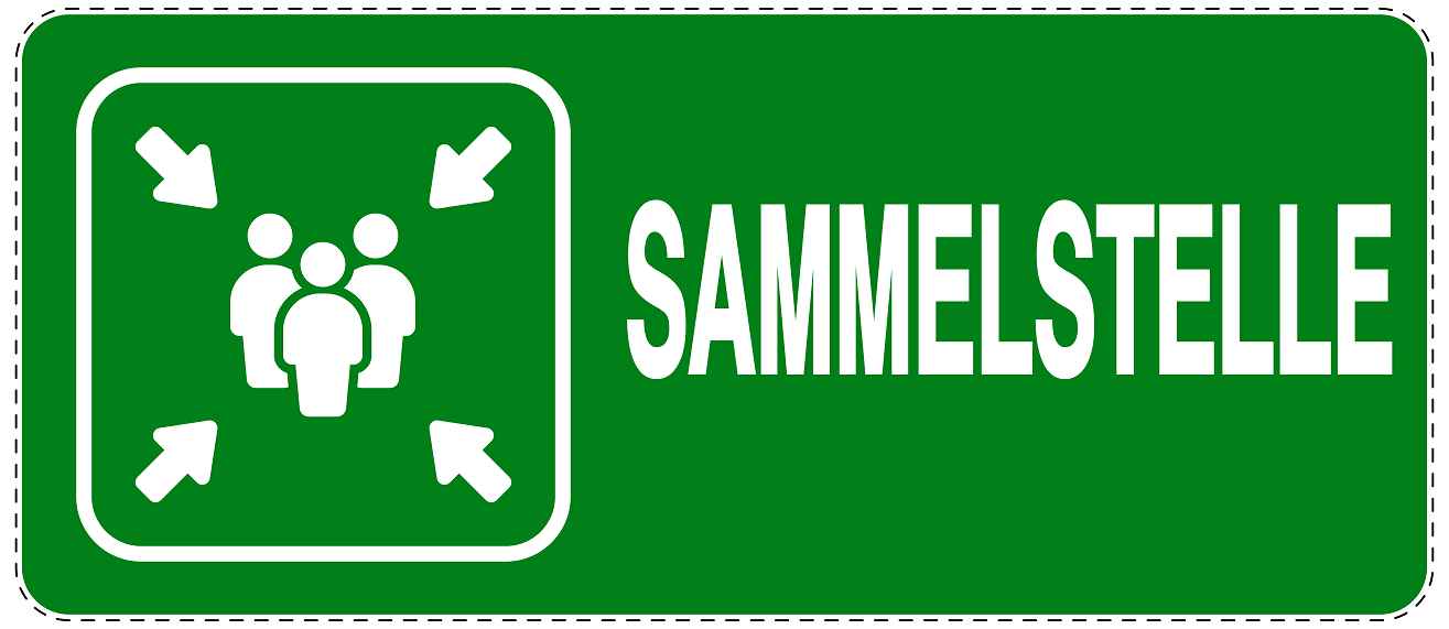 Ausgang Notausgang Aufkleber "SAMMELSTELLE" 10-60 cm LO-SIE-1130-54