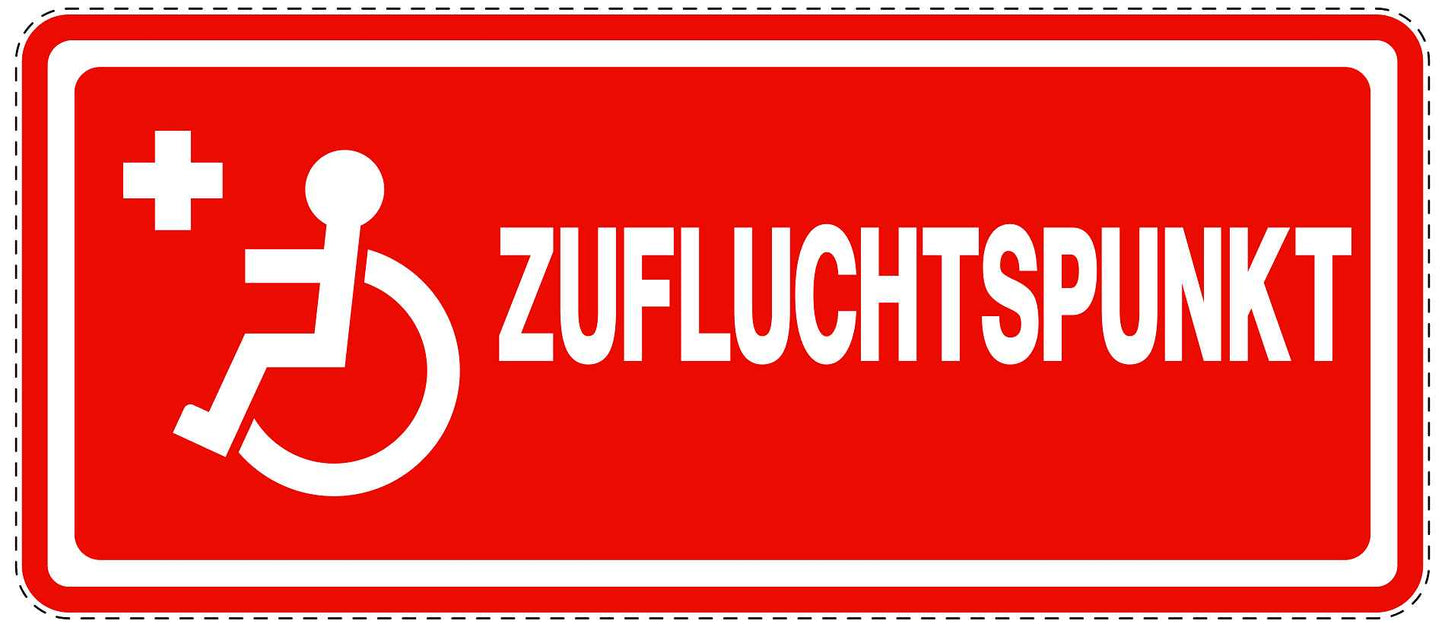 Ausgang Notausgang Aufkleber "Zufluchtspunkt - Rollstuhlfahrer" 10-60 cm LO-SIE-1140-14