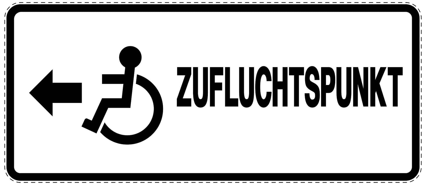 Ausgang Notausgang Aufkleber "Zufluchtspunkt links Rollstuhl" 10-60 cm LO-SIE-1150-0